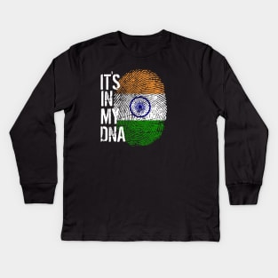 India Flag Fingerprint My Story DNA Indian Kids Long Sleeve T-Shirt